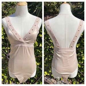 NEW ZIE LA nude satin bodysuit